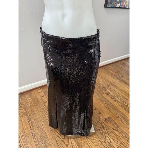 KHAITE Levine Sequin High Waisted Midi Skirt Black Size 2 - Picture 7 of 7